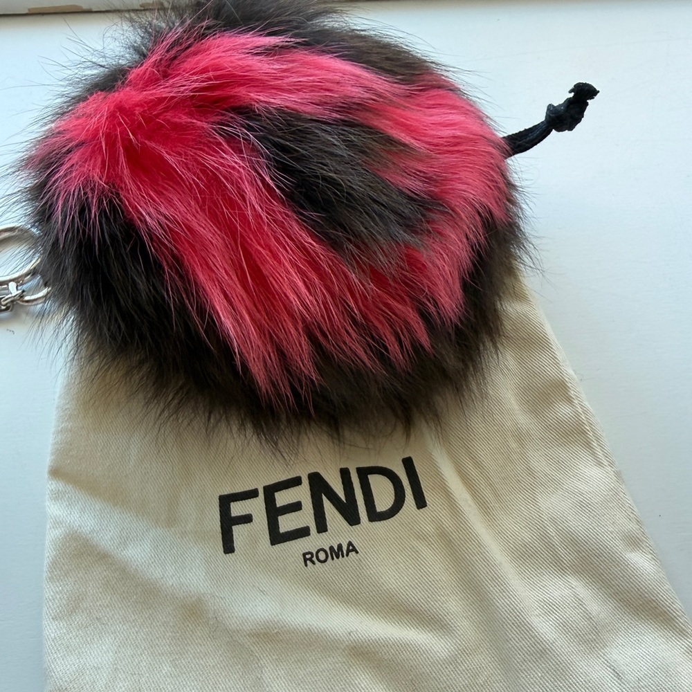 Authentic Fendi Alphabet Fur Charm – Pink & Black | Dust Bag | Like New
